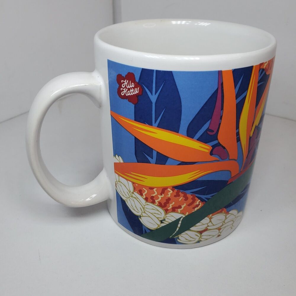 Vintage 1999 Hawaiian Hilo Hattie Bird of Paradise Flower Coffee Mug Cup Floral